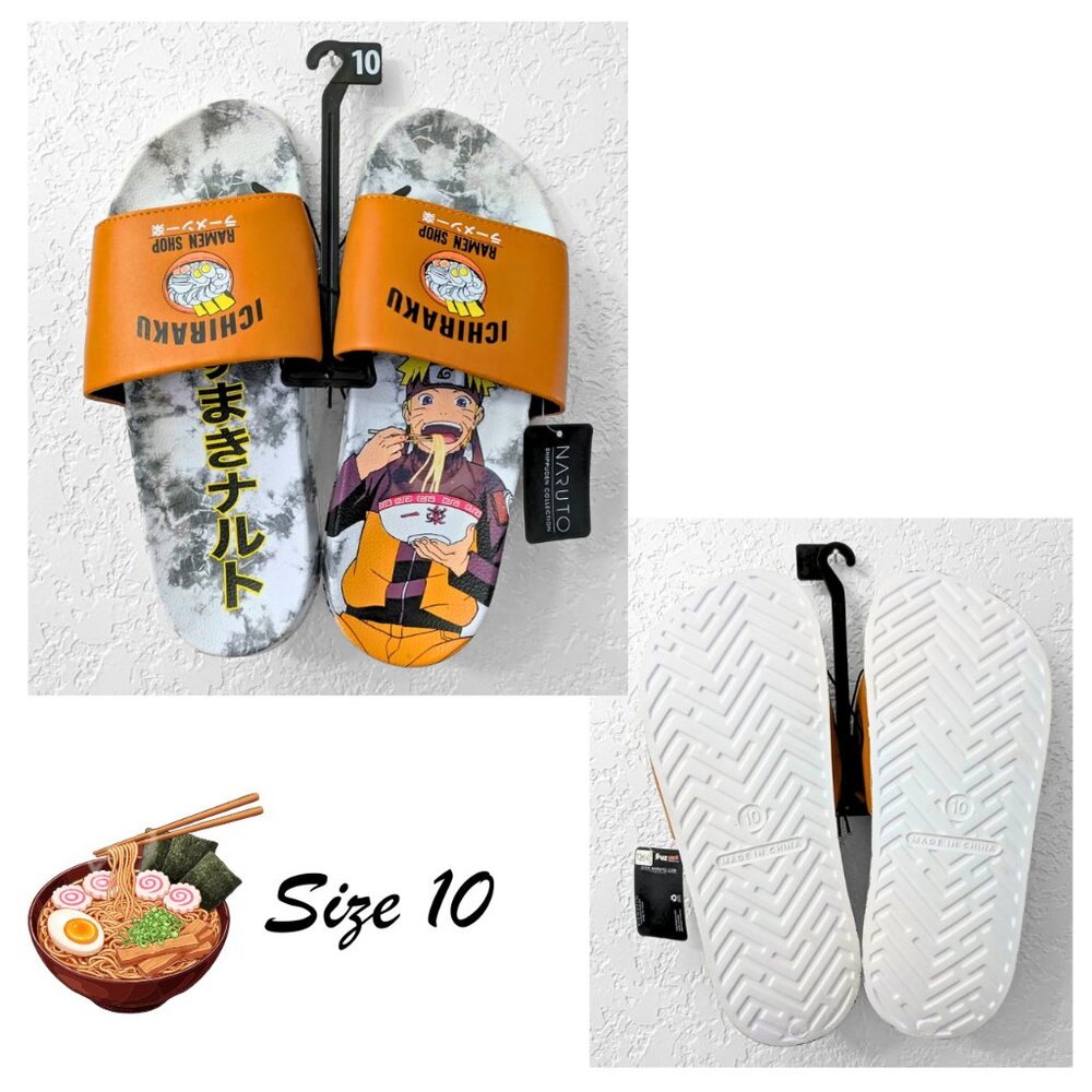 [Bioworld] Men's Naruto Shippuden Ichiraku Ramen Slides Size 10 (NWT!)